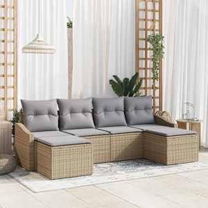 Kavčna garnitura z blazino 6 pcs Bež poli ratan