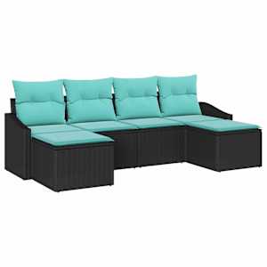 Set pohovek s polštářem 6 pcs Černá polyratan - obrázek 2