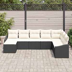Set pohovek s polštářem 8 pcs Černá polyratan - obrázek 3