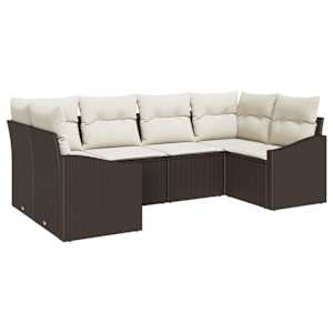 Set pohovek s polštářem 6 pcs Hnědá polyratan - obrázek 2