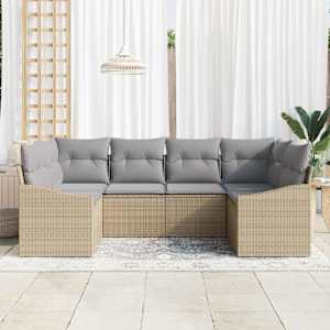 Set pohovek s polštářem 6 pcs Béžová polyratan - obrázek 3