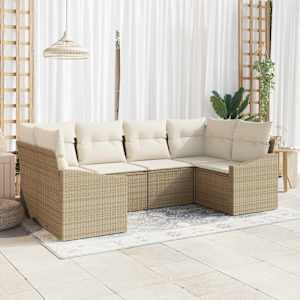 Set pohovek s polštářem 6 pcs Béžová polyratan