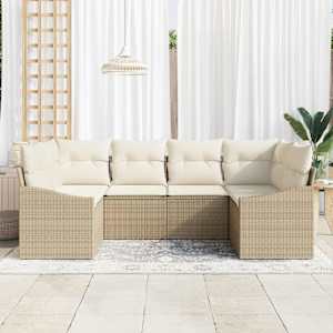 Set pohovek s polštářem 6 pcs Béžová polyratan - obrázek 3