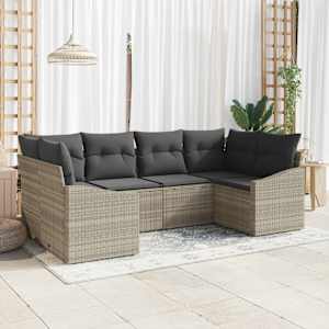 Set pohovek s polštářem 6 pcs Světle šedá polyratan - obrázek 1