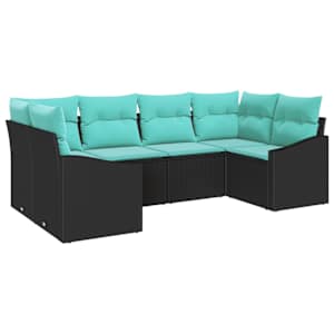 Set pohovek s polštářem 6 pcs Černá polyratan - obrázek 2