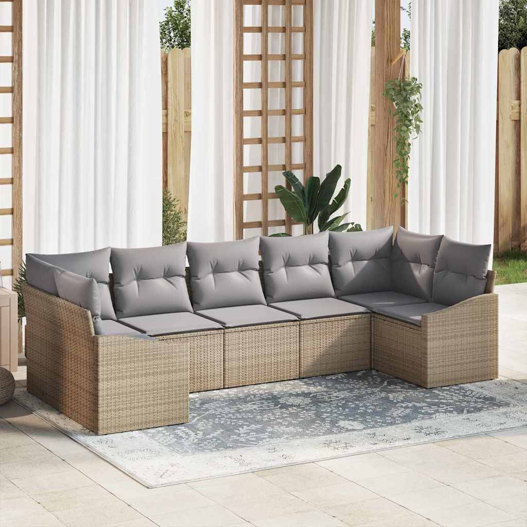 7-osaline Aia Sofa Komplekt Padjadega Beež Polü Rattan