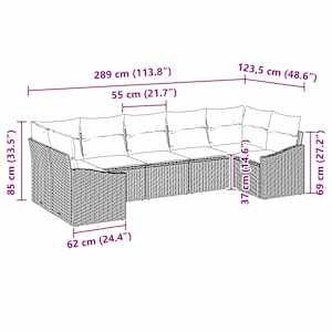 Set pohovek s polštářem 7 pcs Béžová polyratan - obrázek 8