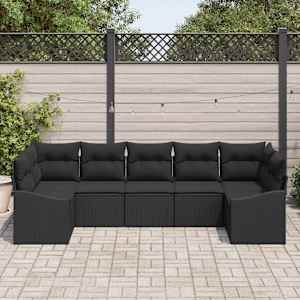 Set pohovek s polštářem 7 pcs Černá polyratan - obrázek 3