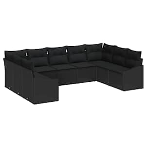 Set pohovek s polštářem 9 pcs Černá polyratan - obrázek 2