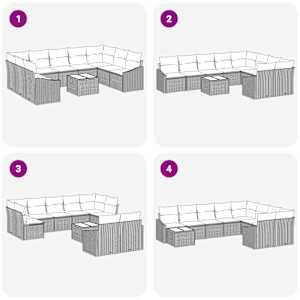 Set pohovek s polštářem 10 pcs Světle šedá polyratan - obrázek 8