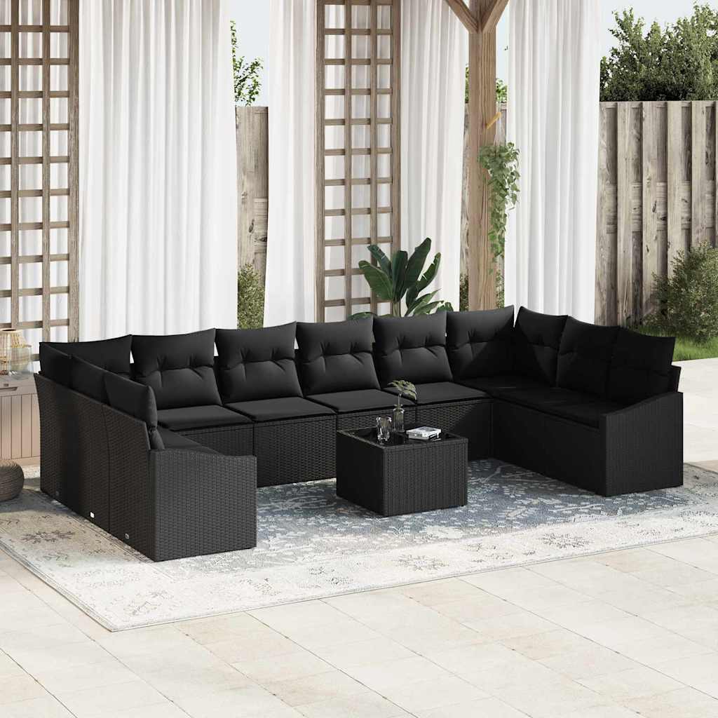 11 Stykker Have Sofa Set med Puder Beige Poly Rattan