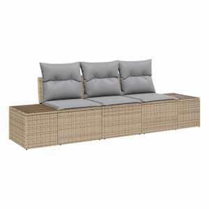 Set pohovek s polštářem 3 pcs Béžová polyratan - obrázek 2