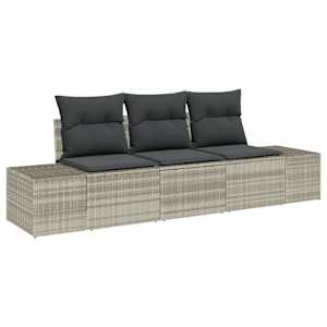Set pohovek s polštářem 3 pcs Světle šedá polyratan - obrázek 2