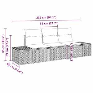 Set pohovek 3 ks Černá polyratan - obrázek 7