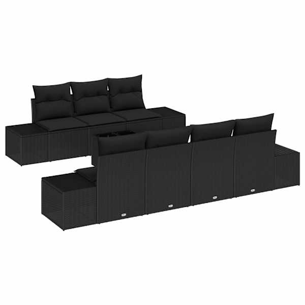 vidaXL Aia Diivanikomplekt 8 tk Must pol&uuml;rotang