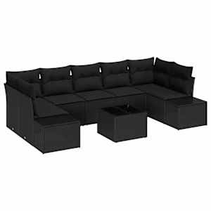 vidaXL Aia Diivanikomplekt 8 tk Must pol&uuml;rotang