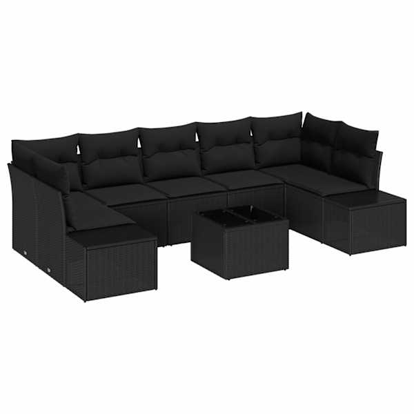 vidaXL Aia Diivanikomplekt 8 tk Must pol&uuml;rotang