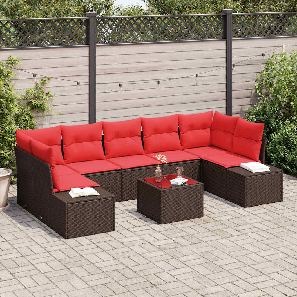 vidaXL Set de canapele pentru grădină cu pernă 8 pcs Maro poliratan