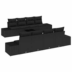 Sada zahradních pohovek s polštářem 7 pcs Černá polyratan - obrázek 2