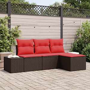 Kavčna garnitura z blazino 4 pcs Rjava Poliratan