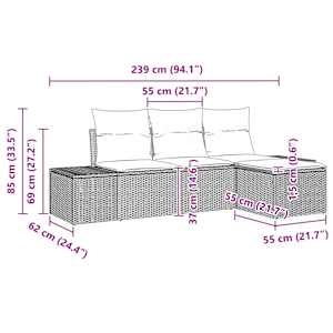 Set pohovek 4 ks Černá [Syntetika]: Poly Ratan - obrázek 8