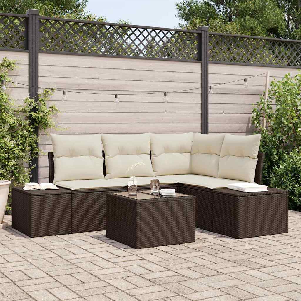 4 Stykke Have Sofa Sæt med Puder Grå Poly Rattan