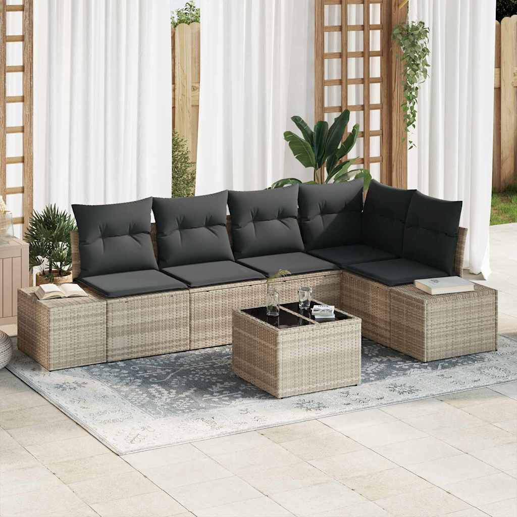 6 delt have sofasæt med puder grå polyrattan