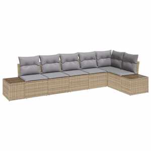 Sada zahradních pohovek 6 pcs Beige a šedá polyratan - obrázek 2