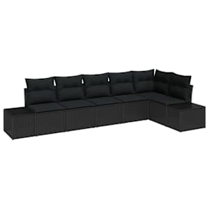 Sada zahradních pohovek s polštářem 6 pcs Černá polyratan - obrázek 2
