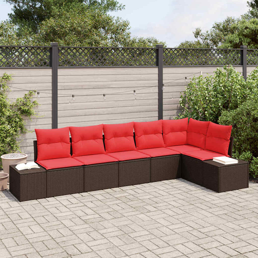 vidaXL Set de canapele pentru grădină cu pernă 6 pcs Maro poliratan