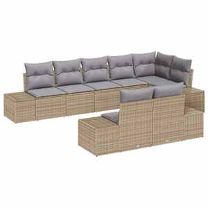 Sada zahradních pohovek 8 pcs Beige a šedá polyratan - obrázek 2