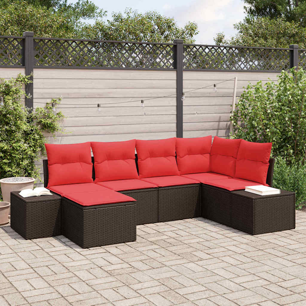 vidaXL Set de canapele pentru grădină cu pernă 6 pcs Maro poliratan