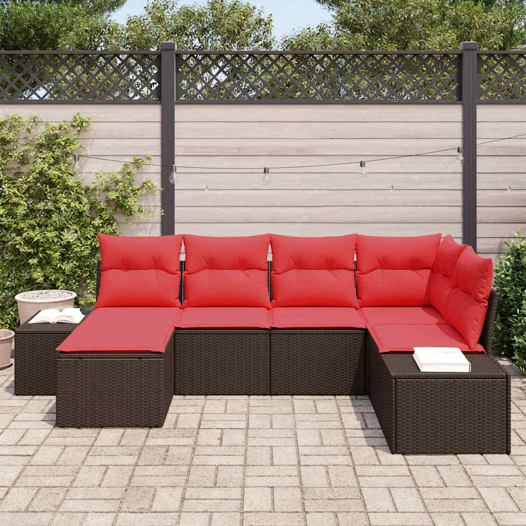 Tuin Sofa Set met kussen 6 pcs Bruin poly rattan - Afbeelding 3