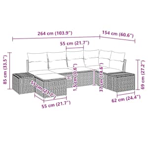 Sada zahradních pohovek 6 ks Černá polyratan - obrázek 9