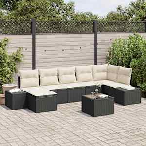 Vrtna sedežna garnitura z blazino 8 pcs Črna poli ratan