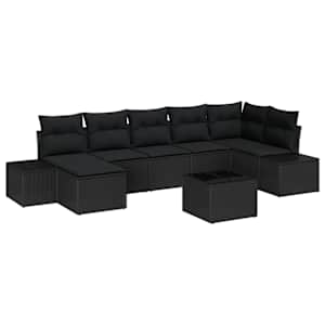 Sada zahradních pohovek s polštářem 8 pcs Černá polyratan - obrázek 2