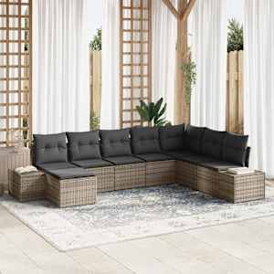 Vrtna sedežna garnitura z blazino 8 pcs poli ratan