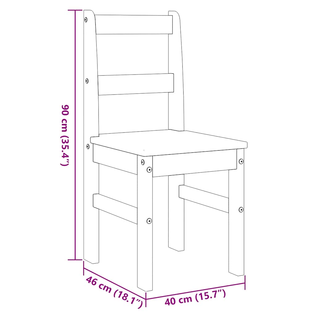 4-delige Eetset PANAMA massief grenenhout wit image 17