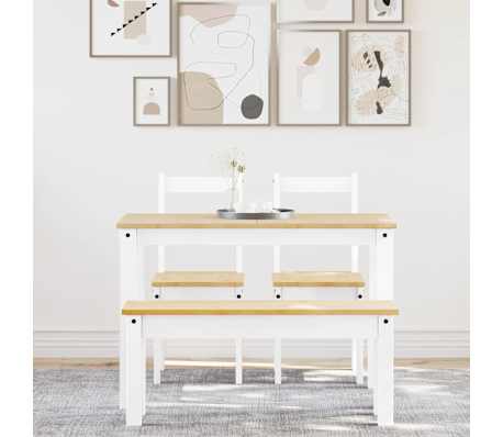 vidaXL Panama 4 r&eacute;szes feh&eacute;r t&ouml;m&ouml;r fenyőfa &eacute;tkezőgarnit&uacute;ra