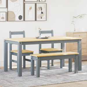 4 kosi jedilnega kompleta Panama Siva Masivni les borovega lesa