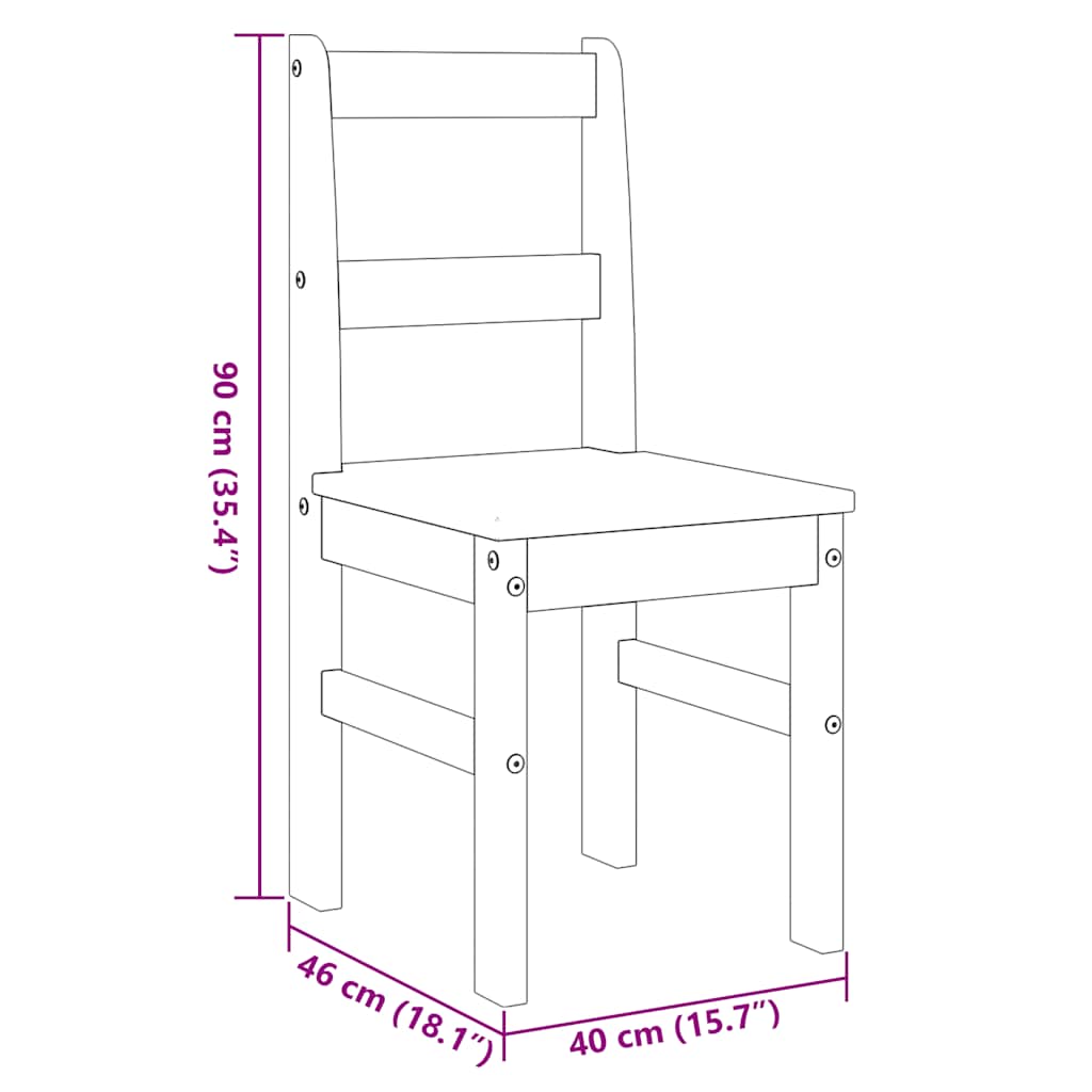 4-delige Eetset PANAMA massief grenenhout wit image 17