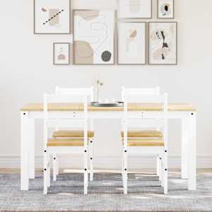 5 kosi jedilnega kompleta Panama Beli masivni les borovega lesa