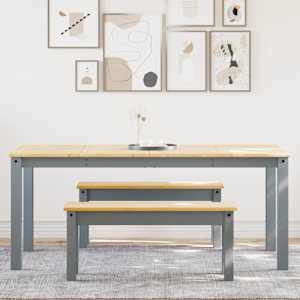 vidaXL Ensemble &agrave; manger Panama 3 pcs gris bois de pin massif