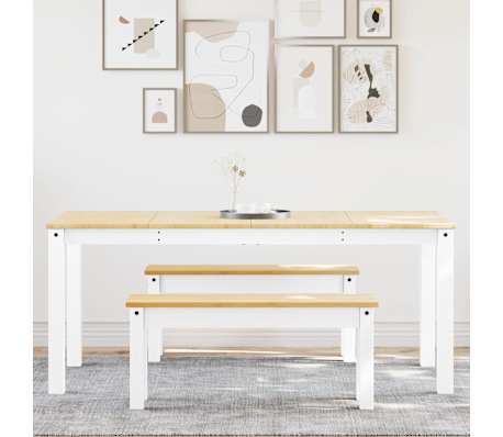 vidaXL Ensemble &agrave; manger Panama 3 pcs blanc bois de pin massif
