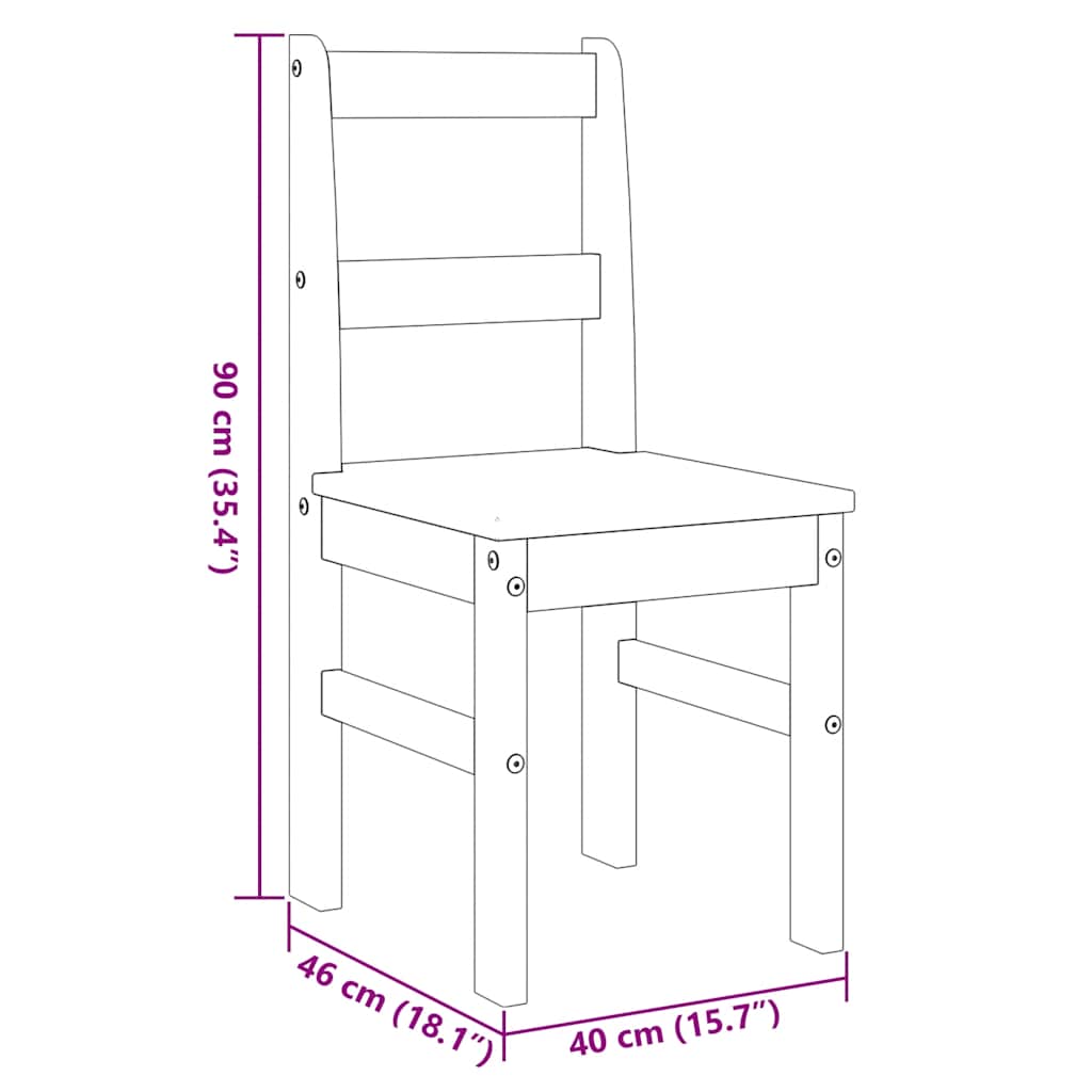 4-delige Eetset PANAMA massief grenenhout wit image 17