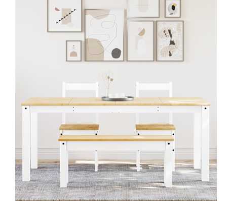 vidaXL 4-delige Eetset Panama massief grenenhout wit