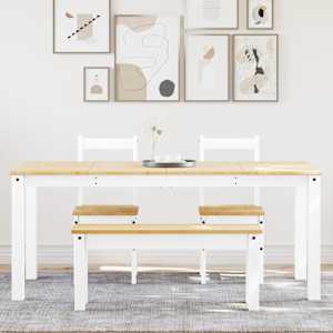 vidaXL 4-delige Eetset Panama massief grenenhout wit