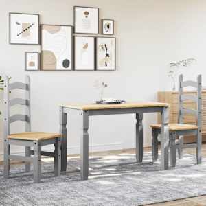 vidaXL Ensemble &agrave; manger PANAMA 3 pcs gris bois de pin massif