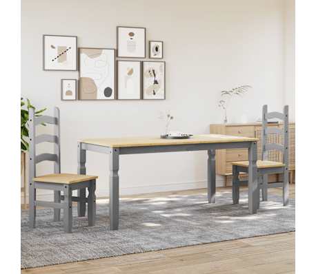 vidaXL Ensemble &agrave; manger PANAMA 3 pcs gris bois de pin massif