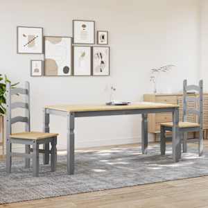 vidaXL Ensemble &agrave; manger PANAMA 3 pcs gris bois de pin massif